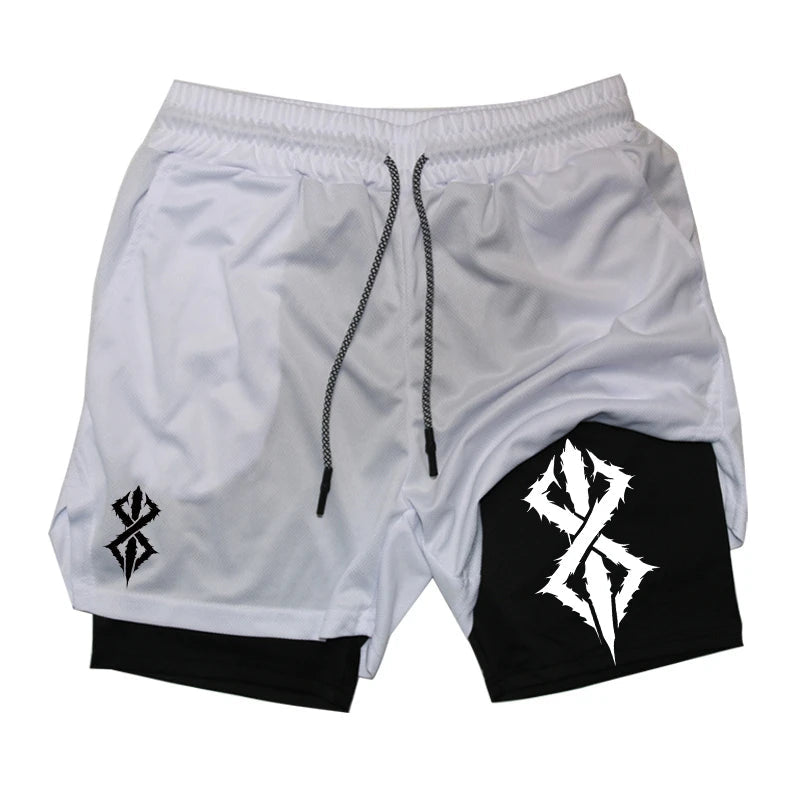 Summer Shorts for Men 2 in 1 Athletic Gym Workout Running Performance Shorts Print with Phone Pocket Quick Dry Breathable Zen fit plus