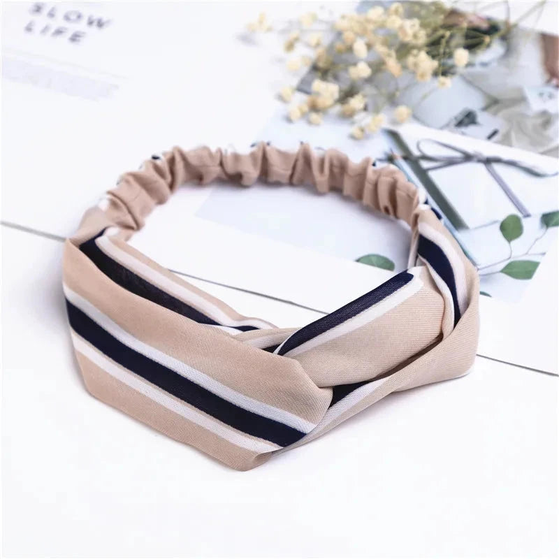 Fashion Women Girls Summer Bohemian Hair Bands Print Headbands Vintage Cross Turban Bandage Bandanas HairBands Hair Accessories Zen Fit Plus