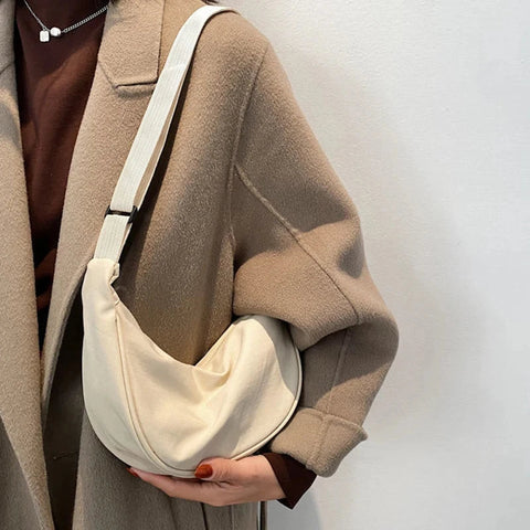 Women Shoulder Bags Solid Color Nylon Dumpling Messenger Bag 2023 New Trendy Lightweight Large Capacity Underarm Bag Zen fit plus