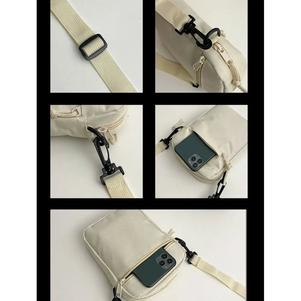 Black White Khaki Crossbody Bags High Quality Oxford Cloth Minimalists Tote Bag Long Shoulder Strap Travel Storage Men Women Zen fit plus