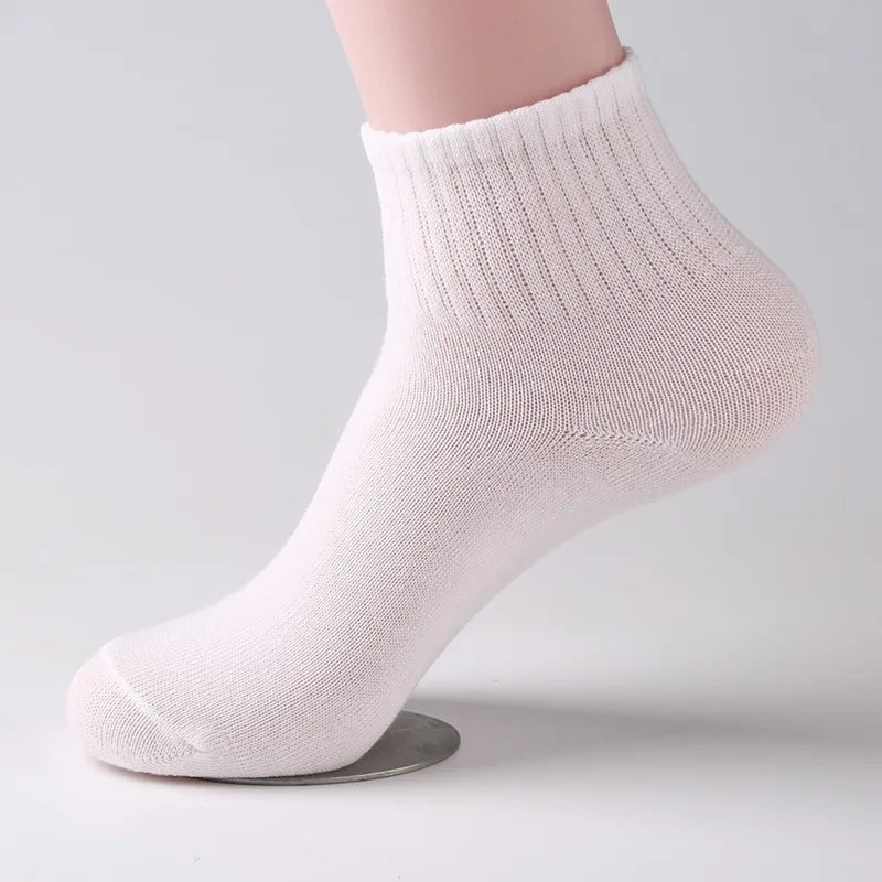 10 pairs of men's mid-calf socks black, white and gray cotton socks for all seasons, solid color match Zen fit plus