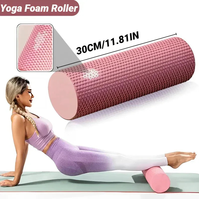Hexagonal Yoga Roller: Round EVA Foam Cylinder for Pilates & Enhanced Home Workouts (Diameter 9.5cm, Length 29.7cm) - Zen Fit Plus