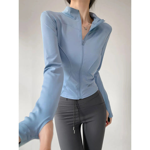 2024 Sun Protection Quick Dry Sports Coat Women's Tight Tops Long Sleeve Zipper Yoga Jacket Running Fitness Women's Jacket S-3XL Zen fit plus
