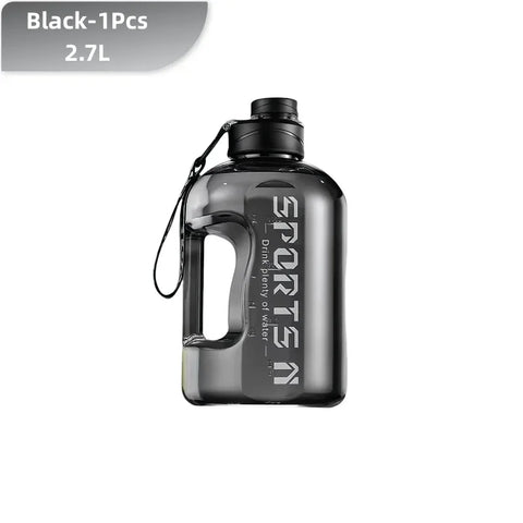1.7/2.7L Large Capacity Sports Water Bottle Plastic Drinking Bottles with Time Scale Outdoor Camping Hiking Gym Men Water Kettle - Zen Fit Plus