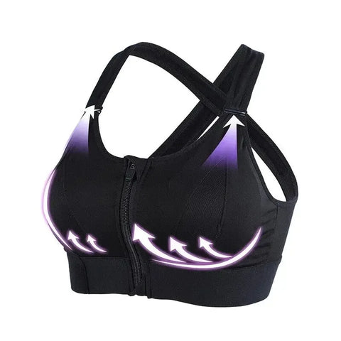 Sports Bras For Women Front Zipper Adjustable Strap Shockproof Elastic Fitness Athletic Brassiere Slim Yoga Crop Top - Zen Fit Plus