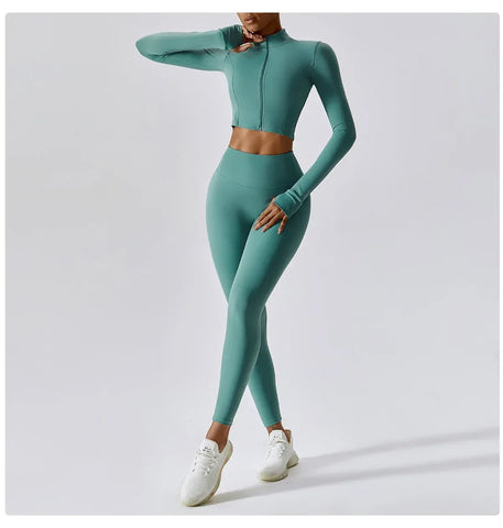 Hearuisavy Autumn Elasticity Yoga Jacket Outdoor Running Sports Jacket Female Gym Zipper Tight Fitting Jacket Women Sportswear - Zen Fit Plus