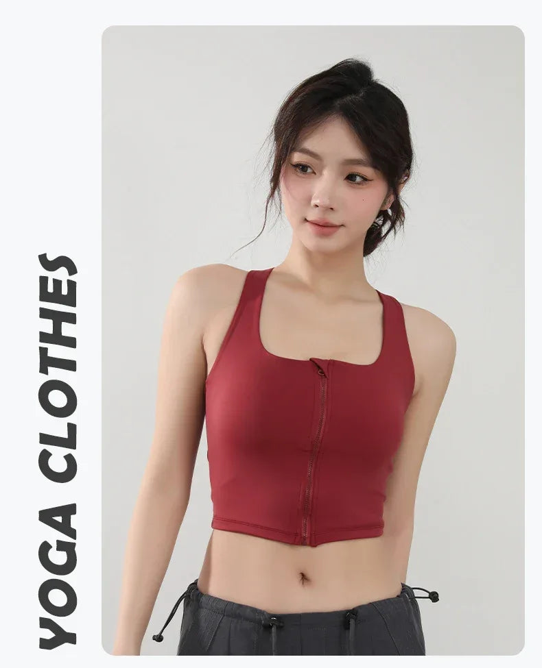 Women Fitness Underwear Yoga Bras cross Back Beauty Sports Bras Front Zippe Top Bra Sexy Breathable Underwear For Women Gym Top - Zen Fit Plus
