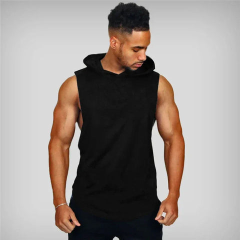 Bodybuilding Stringer Hoodies Gym Sleeveless Hooded Fitness Tank Tops Mens Running Sport Clothing Cotton Breathable Cool Shirt - Zen Fit Plus
