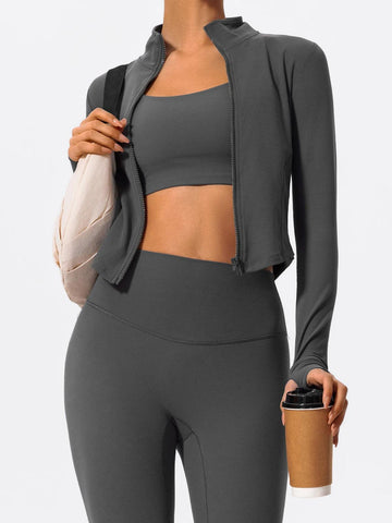 Hearuisavy Ultra-Soft Fabrics Casual Tight Sports Jackets Women Zipper Yoga Clothes Female Quick-Dry Long Sleeve Sportswear - Zen Fit Plus