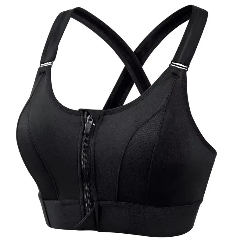 Sports Bras For Women Front Zipper Adjustable Strap Shockproof Elastic Fitness Athletic Brassiere Slim Yoga Crop Top Zen fit plus