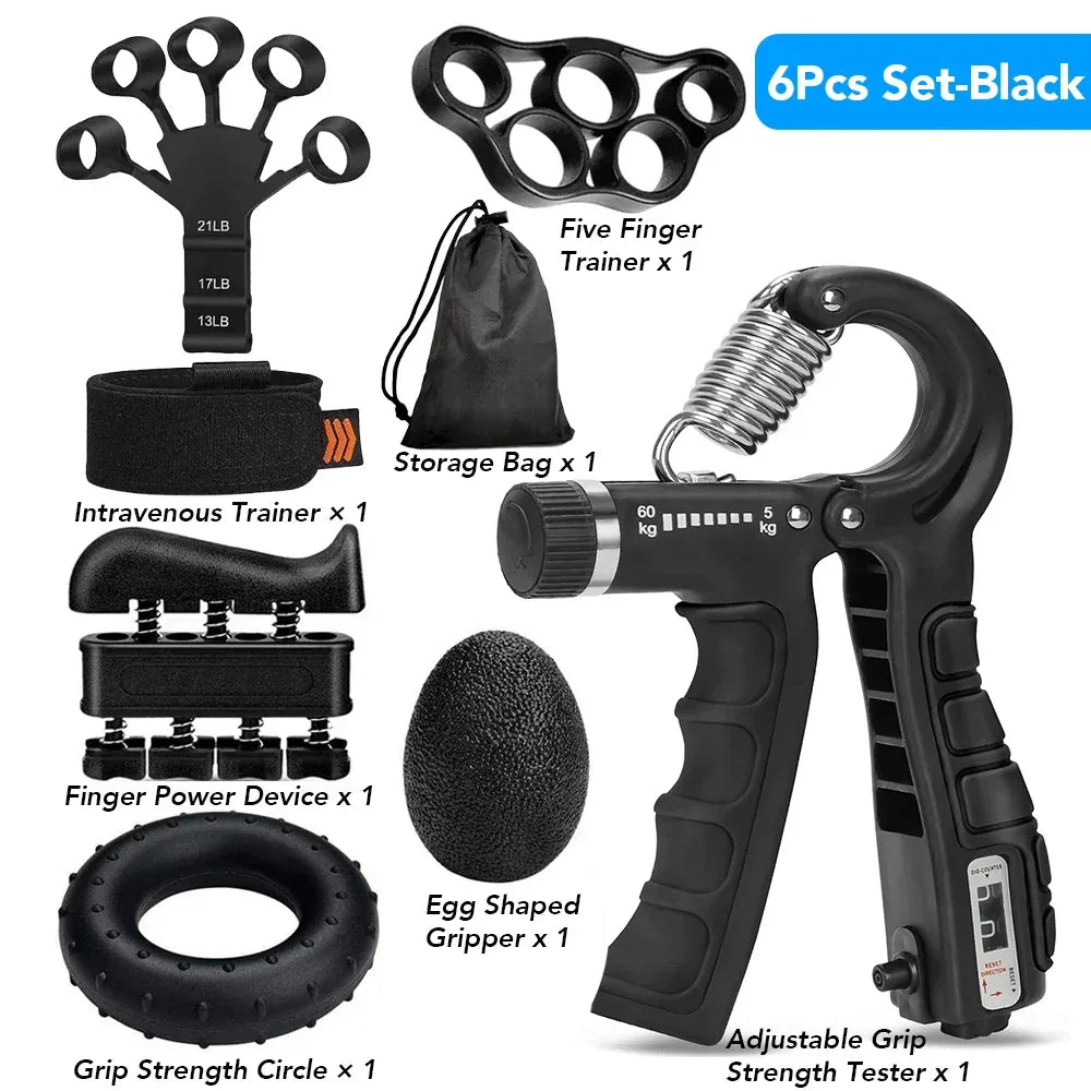 5-60Kg Adjustable Grip Strength Trainer with Finger Exerciser Hand Grip Strengthener for Muscle Building and Injury Recover - Zen Fit Plus
