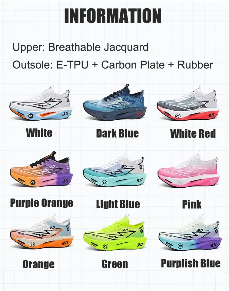 Men's Carbon Board Sneakers Anti-slip Cushioned Comfortable Racing Training Running Shoes Mesh Tennis Shoes Casual for Women - Zen Fit Plus