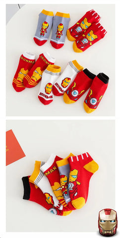 5 Pairs Spiderman Children Socks Anime Kids Boys Short Sock Kawaii Child Cartoon Baby Summer Spring Boat Socks Kids Gift 1-12Y - Zen Fit Plus
