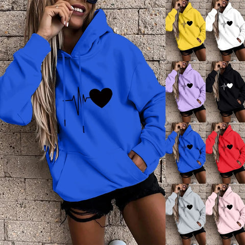 Women's Pullover Fashion Casual Fun Print Hooded Sweatshirt Loose Sports Tops Pullover Zen fit plus