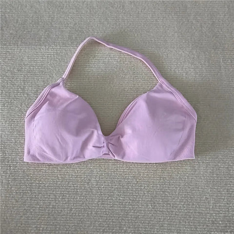 Fashion Strappy Bra Gym Top Girl Women High Support Thin Strap Halter Sports Seamless Bras Scrunch Workout Yoga Tank Bra Zen Fit Plus