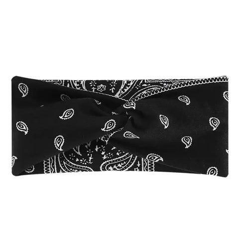 Bohemian Print Wide Headband - Water Absorbent, Cross Straps, Suitable For Yoga, Running And Everyday Use Zen Fit Plus