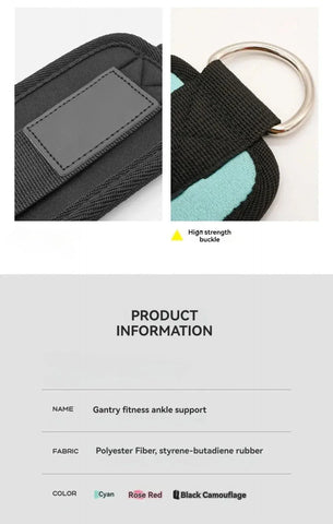 Adjustable Padded Ankle Wrist Cuffs Padded Straps D-Ring Glute Kickback for Cable Machine, Ideal for Glutes Exercises - Zen Fit Plus