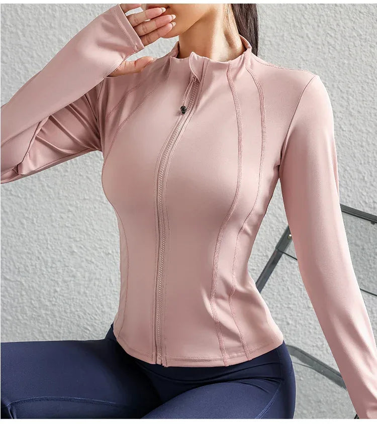 Women Yoga jacket Gym Wear zipper long sleeve fitness woman Jackets Coat - Zen Fit Plus