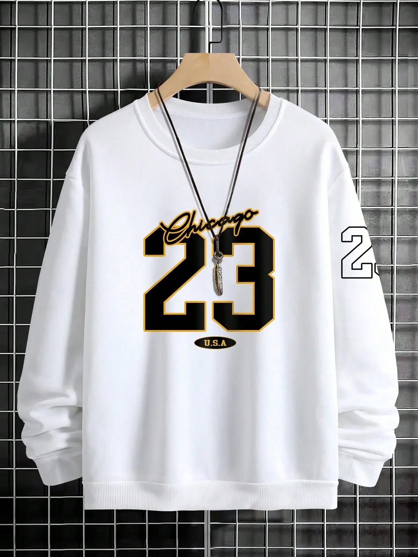 23 USA Art Letter Design Man Clothes Street Style Fleece Sweatshirts Autumn Casual Hoodies Fashionable Crewneck Pullovers Zen fit plus