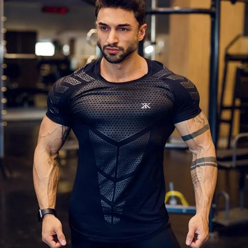 2024 Men Running Sports T-shirt Training Quick Dry Tight Short Sleeves Shirt Bodybuilding compress Fitness Tee Tops men Clothing Zen fit plus