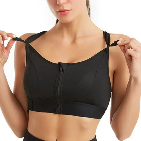 Sports Bras For Women Front Zipper Adjustable Strap Shockproof Elastic Fitness Athletic Brassiere Slim Yoga Crop Top - Zen Fit Plus