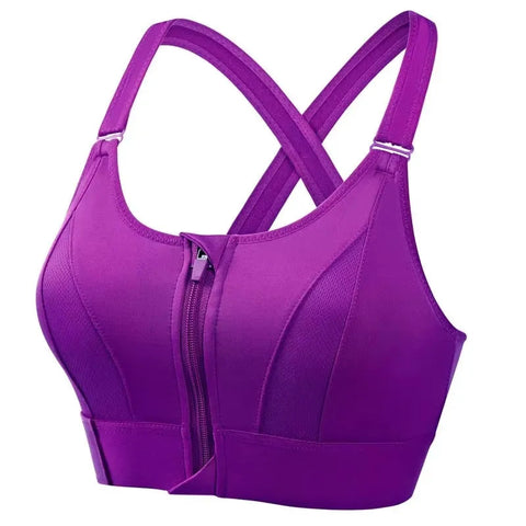 Sports Bras For Women Front Zipper Adjustable Strap Shockproof Elastic Fitness Athletic Brassiere Slim Yoga Crop Top Zen fit plus