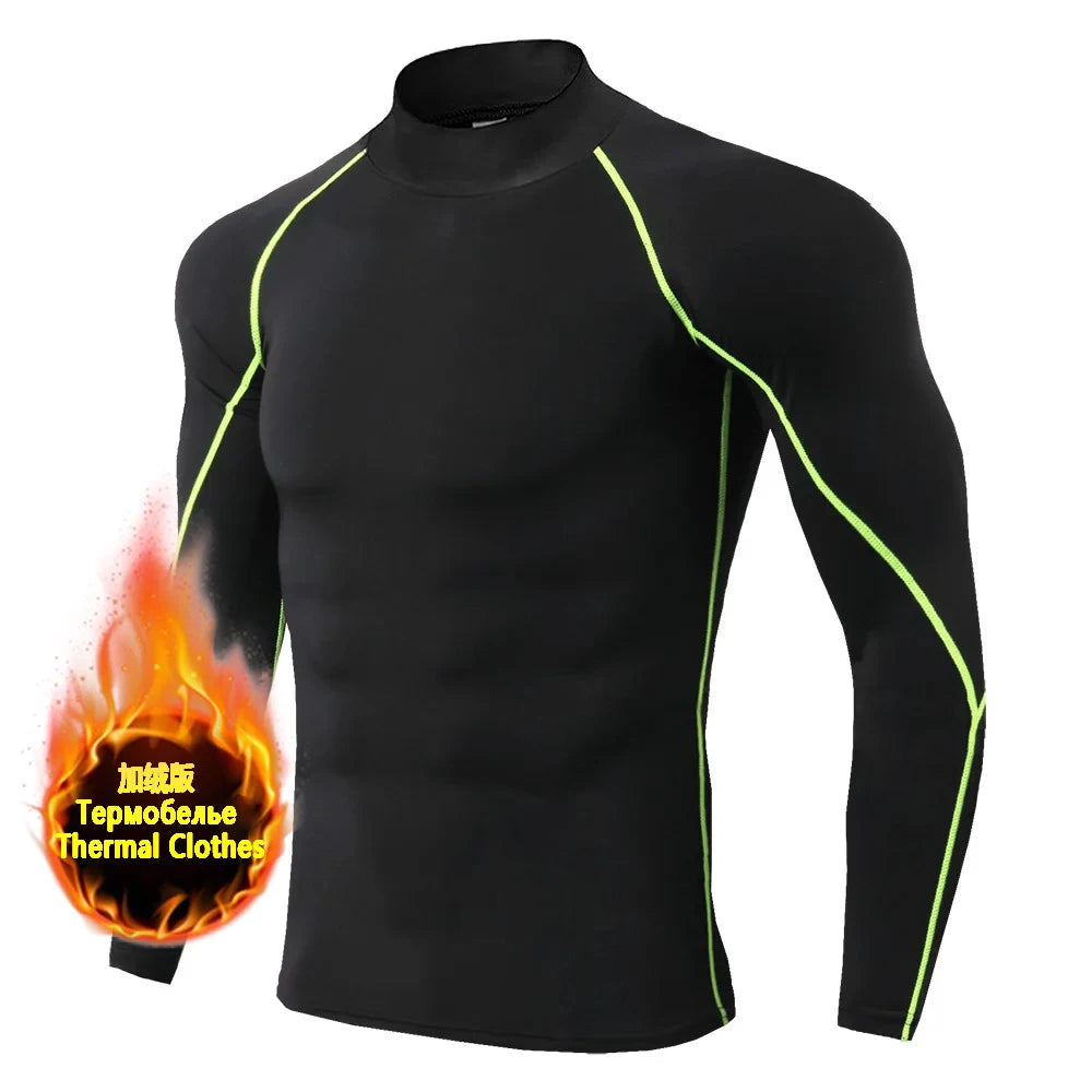 Winter Man Compression Shirt Cycling Clothing Warmth Shirt Warm Bottoming Shirt Men Compression T-Shirt Gym Sportswear 2024 New Zen fit plus