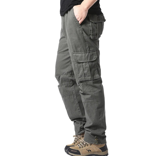 Large Pocket Loose Overalls Men's Outdoor Sports Jogging Tactical Pants Elastic Waist Pure Cotton Casual Work Pants Zen fit plus
