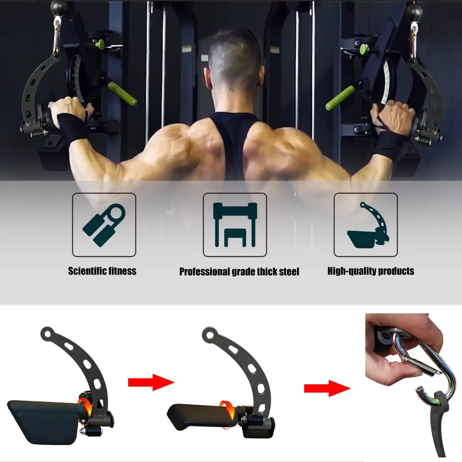 Fitness Rowing Attachment Gym Biceps Triceps Blaster Handle Press Down Grips Hand Lat Pull Down Pulley Cable Machine Accessories - Zen Fit Plus