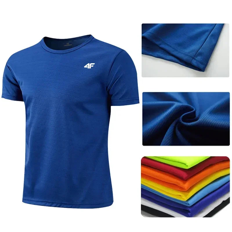 Men's Summer Exercise Trainning T-shirt High Quality Breathable Quick Dry Short Sleeved Top Marathon Gym Fitness Basketball Tees Zen fit plus