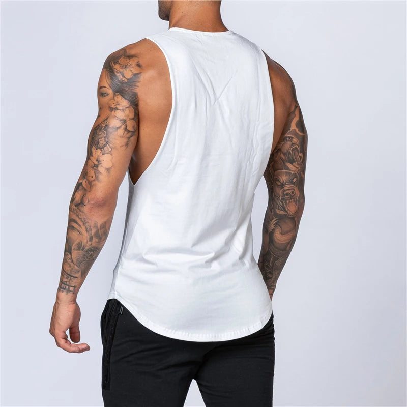 Men's Gym Clothing Summer Fitness Cotton Tank Top Men Jogging Bodybuilding Sleeveless Shirt Breathable O-Neck Casual Muscle Vest Zen fit plus