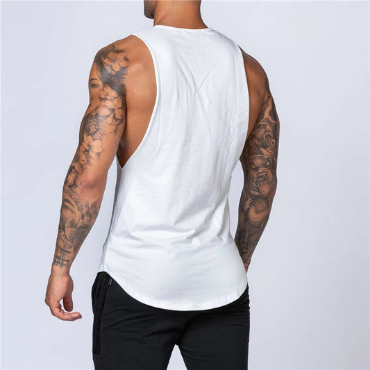 Men's Gym Clothing Summer Fitness Cotton Tank Top Men Jogging Bodybuilding Sleeveless Shirt Breathable O-Neck Casual Muscle Vest Zen fit plus