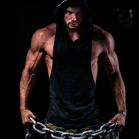 Men's Sports Running Vest Summer Top Weight Training Bodybuilding Vest Gym Workout Fitness Hoodie Men's Hooded Vest - Zen Fit Plus