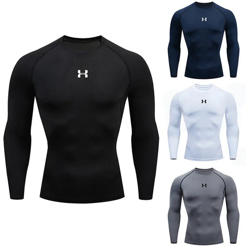 Men Running Compression T-shirt Long sleeves Sport Tees Gym Fitness Sweatshirt Male Jogging Tracksuit Homme Athletic Shirt Tops - Zen Fit Plus