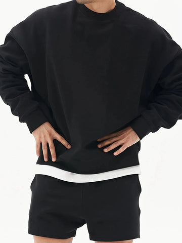 Men's Fashion - Forward Casual Trendy Solid - colored Crew - Neck Sweatshirt for Effortless Everyday Urban Street Styles Zen Fit Plus