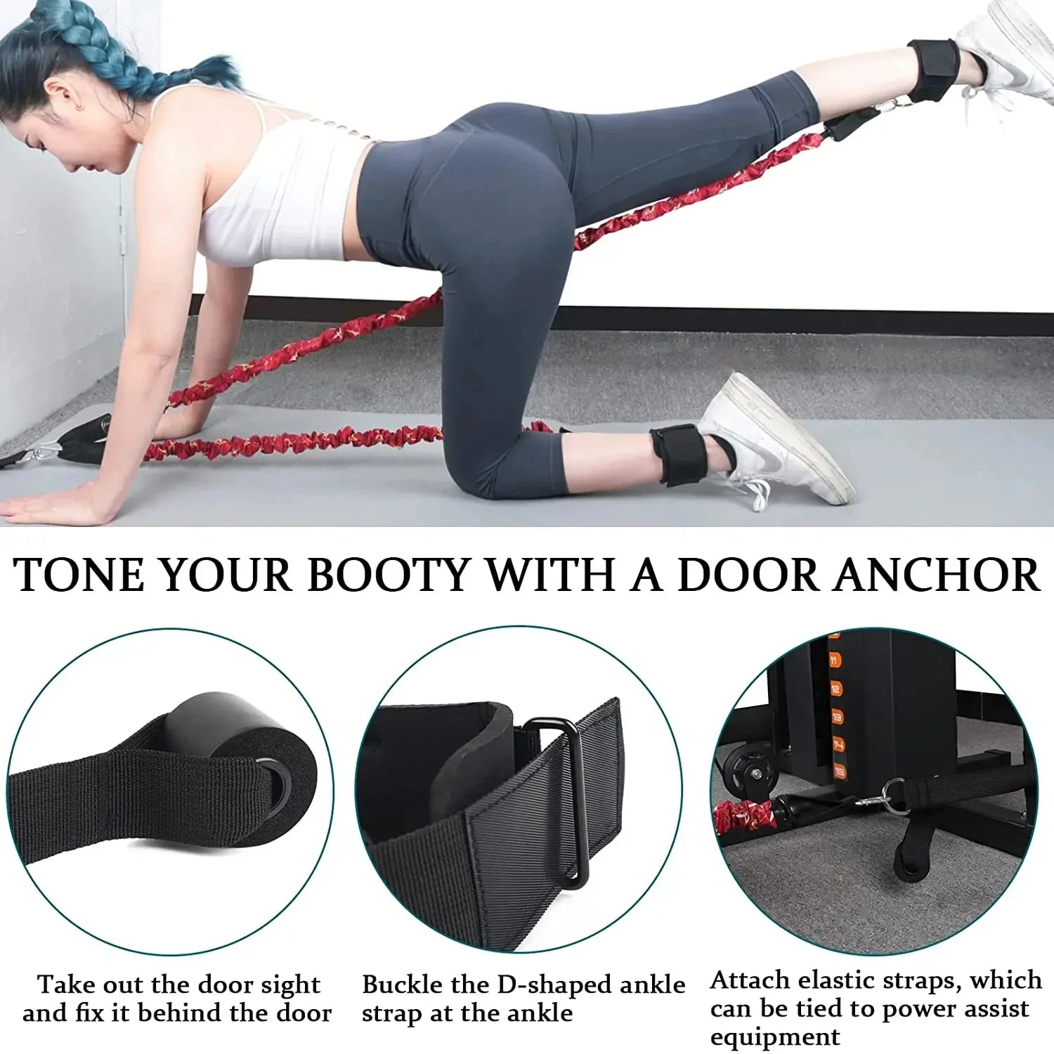 Booty Resistance Band Glute Cord Cable Machine Ankle Kickback Strap  Legs Abs  Workouts Gym  Workout Fitness Equipment Penis Ab Zen fit plus