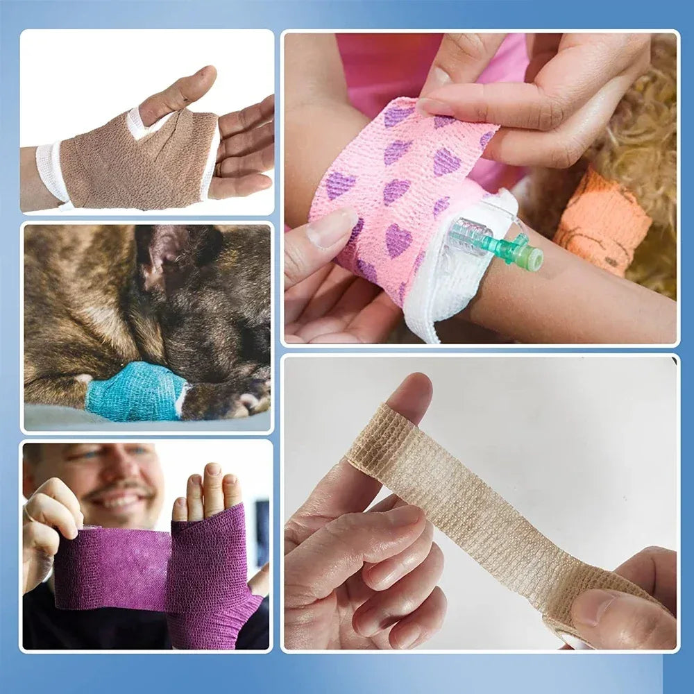 5Pcs/Set Elastic Self Sticking Bandage Wrap First Aid Sprain Elastic Cohesive Bandage Sports Injury Finger Bandage Wrap Adhesive - Zen Fit Plus