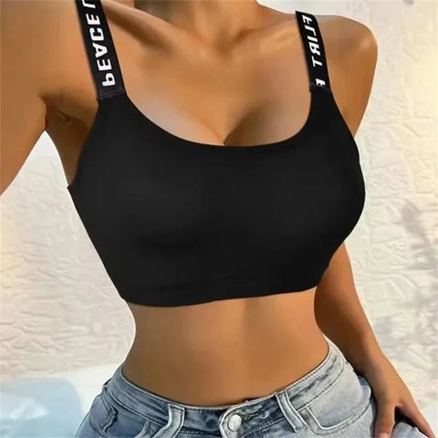 Fashion Tank Tops Sports Underwear Women Yoga Fitness Seamless Crop Top Wide Letter Straps Comfortable Workout Activewear Zen Fit Plus