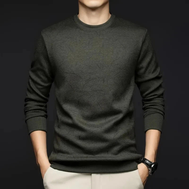 Top Grade Wool+Mulberry Silk New Brand Casual Fashion Street Crewneck Pullover Velvet Hoodies Sweatshirts Men's Clothing Zen Fit Plus