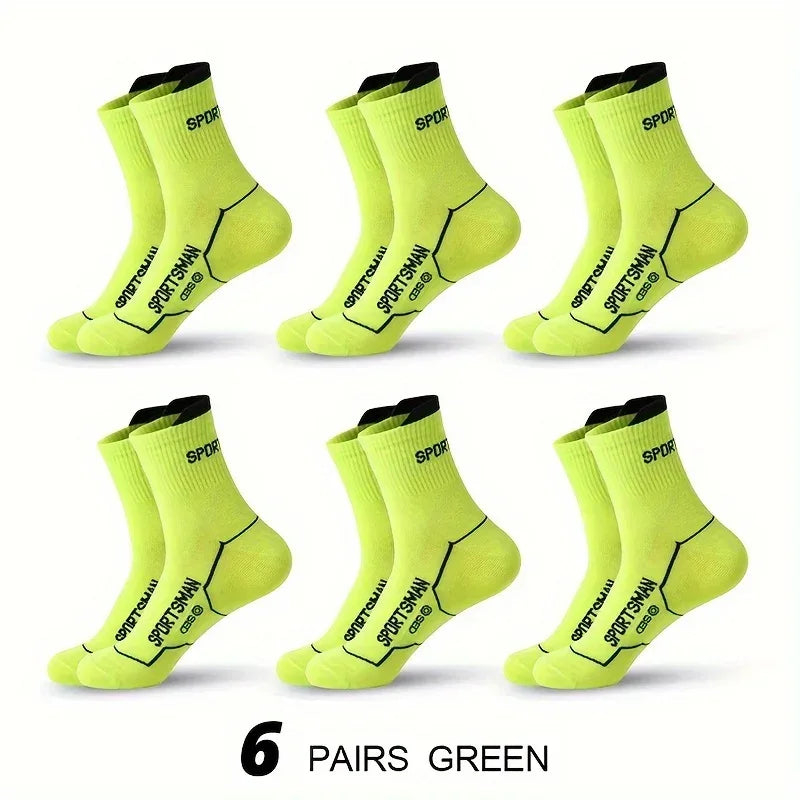 6 Pairs Socks Men's Short Socks Sweat Absorbent and Odorous Basketball Socks Running Sports Socks Breathable Mesh Men's Socks - Zen Fit Plus