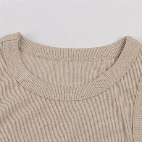 Ribbed Knitted Tops Neck Summer Basic Shirts White Black Casual Sport Vest Off Shoulder Green Women's Tank Top - Zen Fit Plus