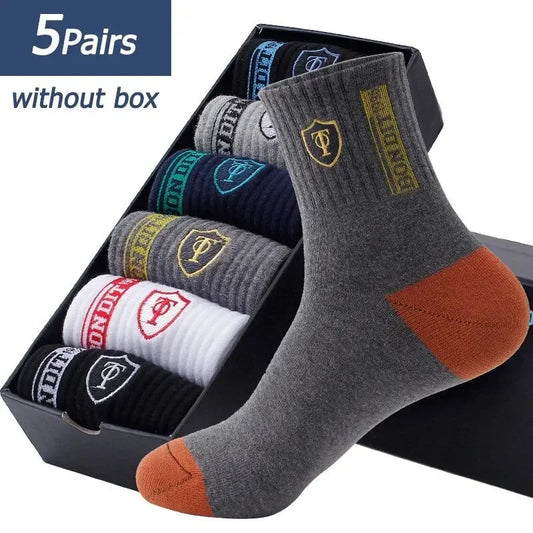 Hot sale Men's Sports Socks 5 Pairs Summer Casual Sweat Absorbent Comfortable Thin Breathable Middle Tube Basketball Socks Zen fit plus