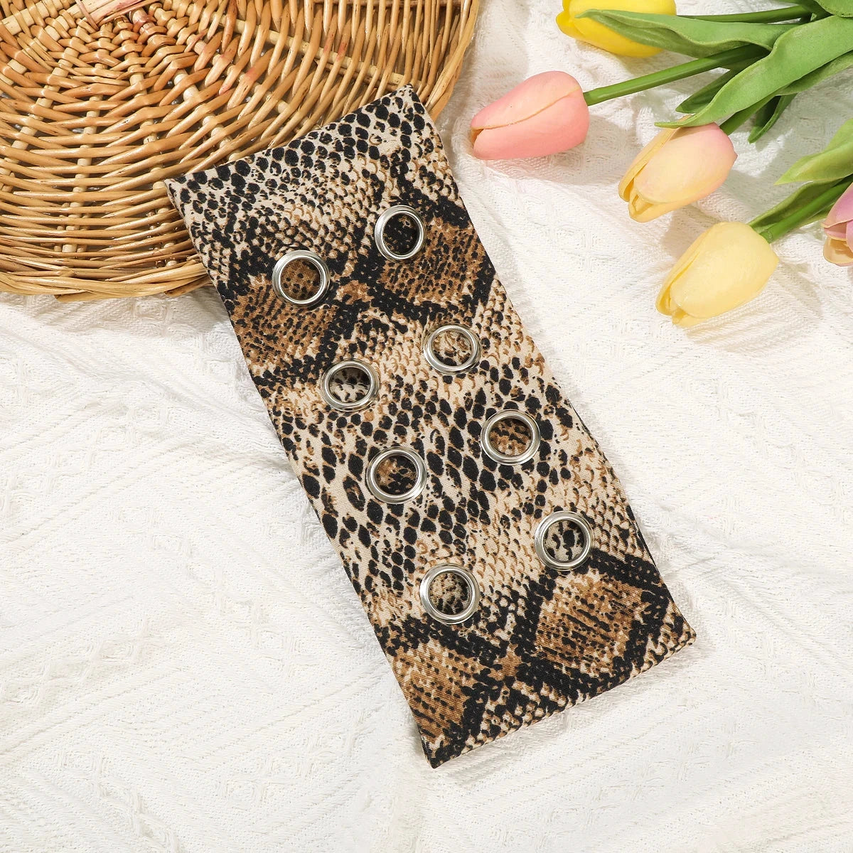 AWAYTR Punk Girl Fabric Hollow Elastic Headbands Metal Rock Personalized Hollow Eyelets Hair Band Casual Sports Grommet Headband Zen Fit Plus