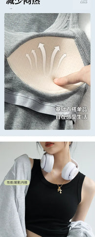 New Women Solid Round Neck Ribbed Tank Top Camisole Women Summer Basic Elastic TankTop One-piece Vest with Chest Pad Y2k - Zen Fit Plus