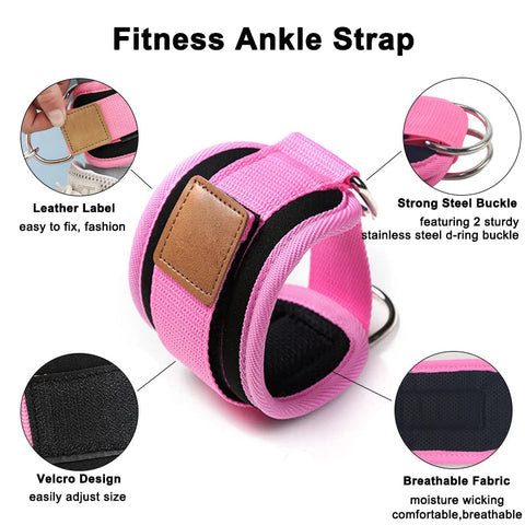 Fitness Ankle Straps Adjustable D-Ring Foot Support Cuffs Gym Leg Strength Workouts Pulley With Buckle Sports Feet Guard Zen fit plus