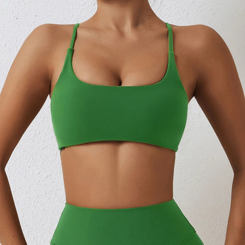 NCLAGEN Ladies Sports Bra Sexy Criss Cross Straps Back High Support Impact Yoga Underwear Running Fitness Gym Padded Bralette Zen fit plus