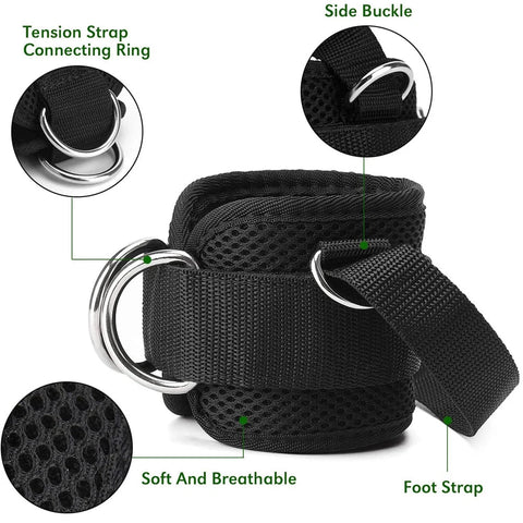 2PCS Ankle Straps for Cable Machines Kickbacks - Adjustable Comfort Ankle Cable Attachments for Gym Ankle Cuff Workout Men Women Zen fit plus