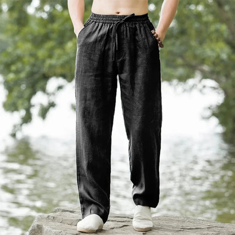 Men's Beach Pants Joggers  Streetwear Cotton Linen Sweatpants Casual Pants Hawaiian Vacation Loose Summer Long Zen fit plus