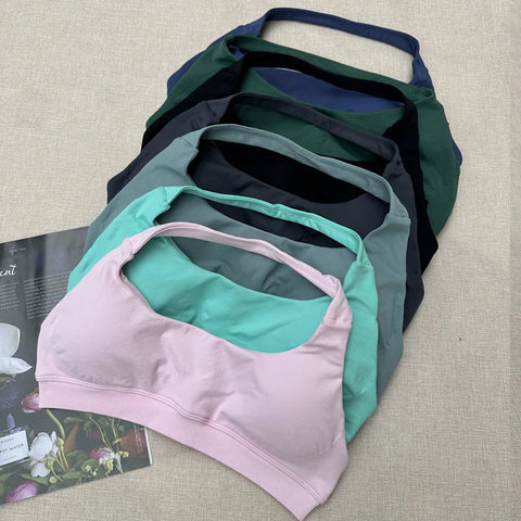 HBC Women's Sports Bra High Elastic Halter Top Push-up Fitness Workout Underwear Seamless Gym Tops Yoga Bra Zen Fit Plus