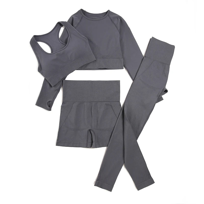 WAREBALL 2/3/4pcs Seamless Yoga Set Gym Clothes Sportswear Yoga Suits For Women Fitness Set Tracksuits Sports Bra Gym Leggings Zen fit plus